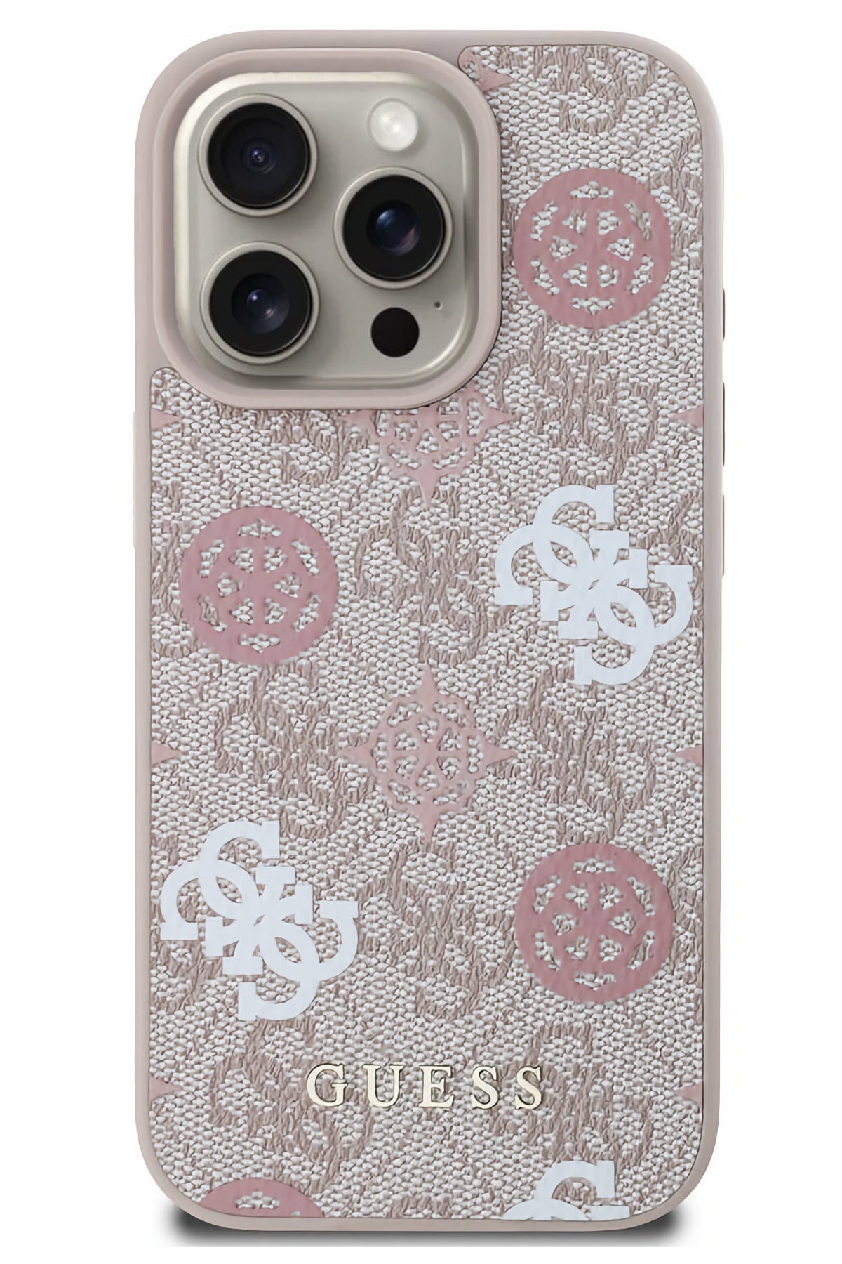 Guess Peony 4G Logolu iPhone 16 Pro Magsafe Uyumlu Kılıf Pembe  Guess