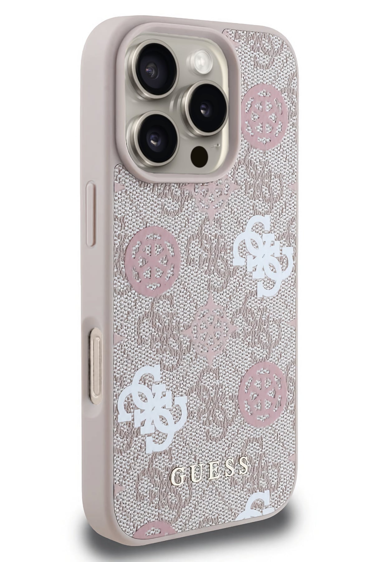 Guess Peony 4G Logolu iPhone 16 Pro Magsafe Uyumlu Kılıf Pembe  Guess