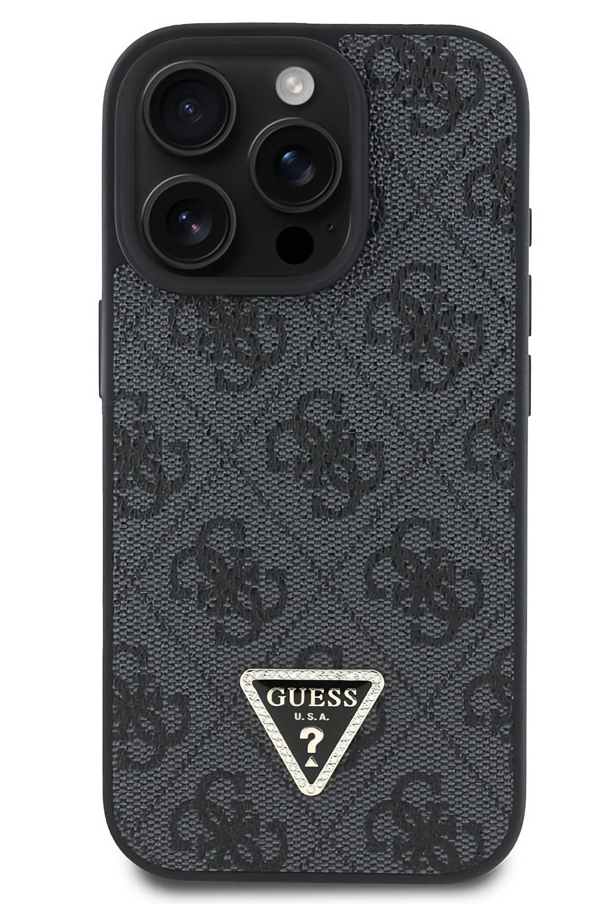 Guess Strass iPhone 16 Pro Max Uyumlu 4G Desenli Vücut Askılı Kılıf Siyah  Guess