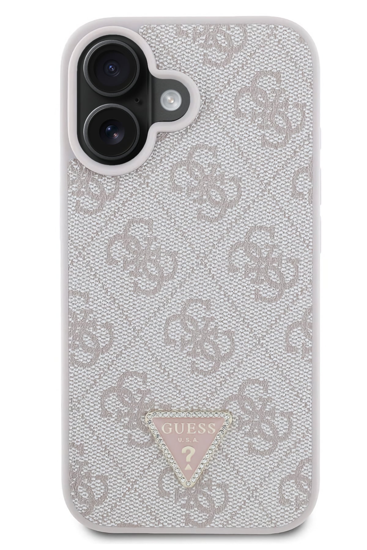 Guess Strass iPhone 16 Uyumlu 4G Desenli Vücut Askılı Kılıf Pembe  Guess