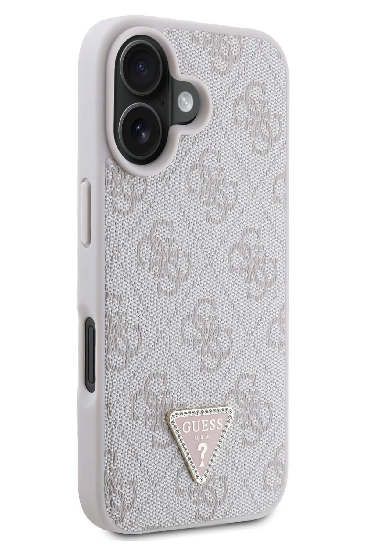 Guess Strass iPhone 16 Uyumlu 4G Desenli Vücut Askılı Kılıf Pembe  Guess