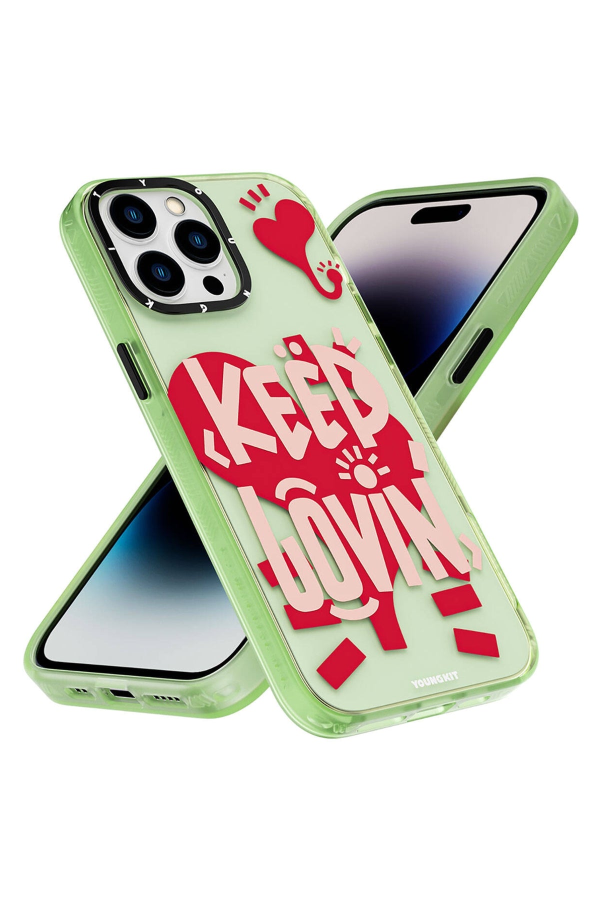 Youngkit Happy Hearth iPhone 14 Pro Uyumlu Yeşil Kılıf  Youngkit