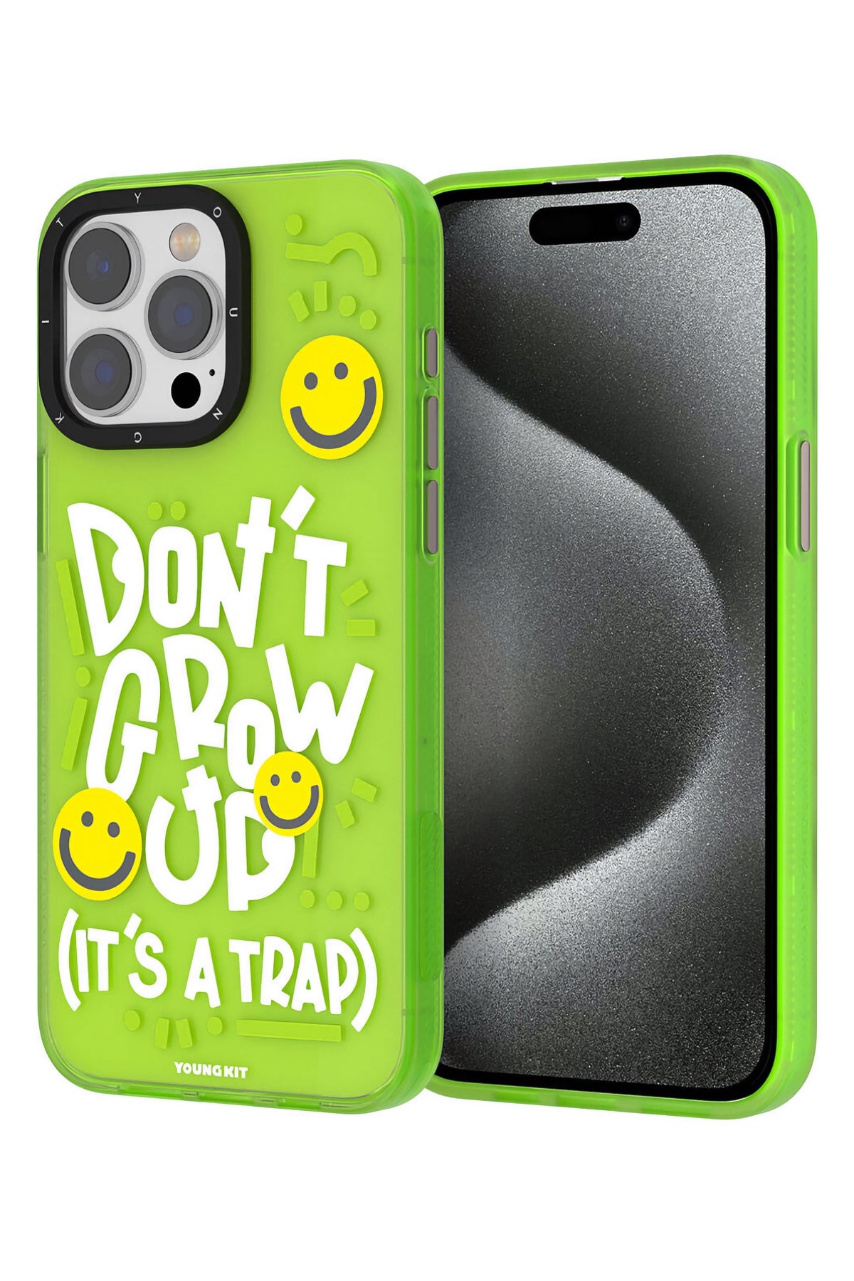 Youngkit Happy Hearth iPhone 14 Pro Uyumlu Neon Yeşil Kılıf  Youngkit