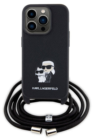 Karl Lagerfeld iPhone 15 Pro Max Uyumlu K&C Askılı Kılıf Siyah  Karl Lagerfeld