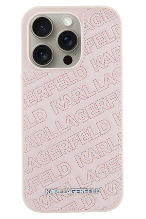 Karl Lagerfeld iPhone 15 Pro Uyumlu Kapitone Kılıf Pembe  Karl Lagerfeld