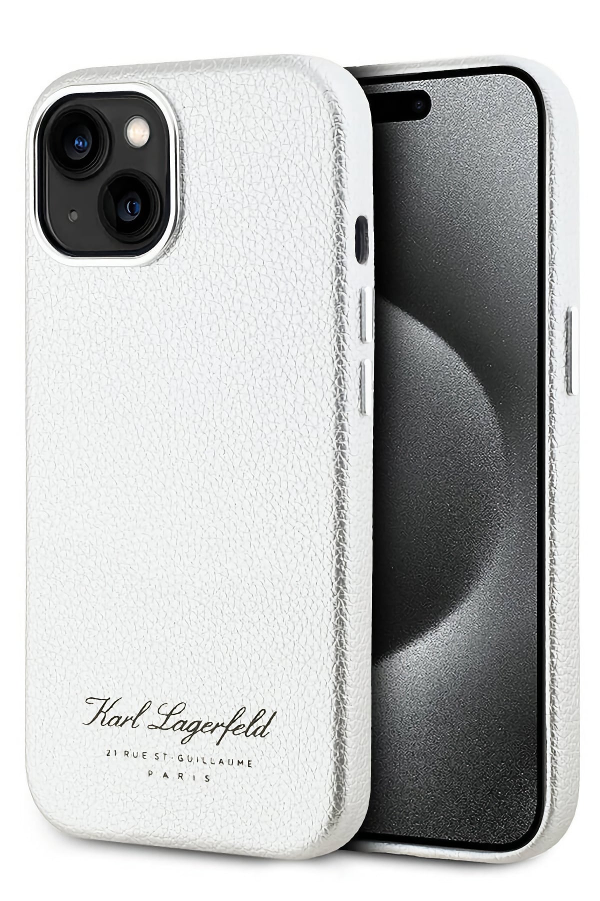 Karl Lagerfeld Hotel iPhone 15 Kılıf Gümüş Gri  Karl Lagerfeld