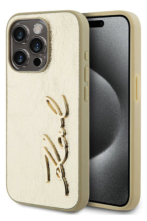 Karl Lagerfeld Rhinestones iPhone 14 Pro Max Kılıf Gold  Karl Lagerfeld