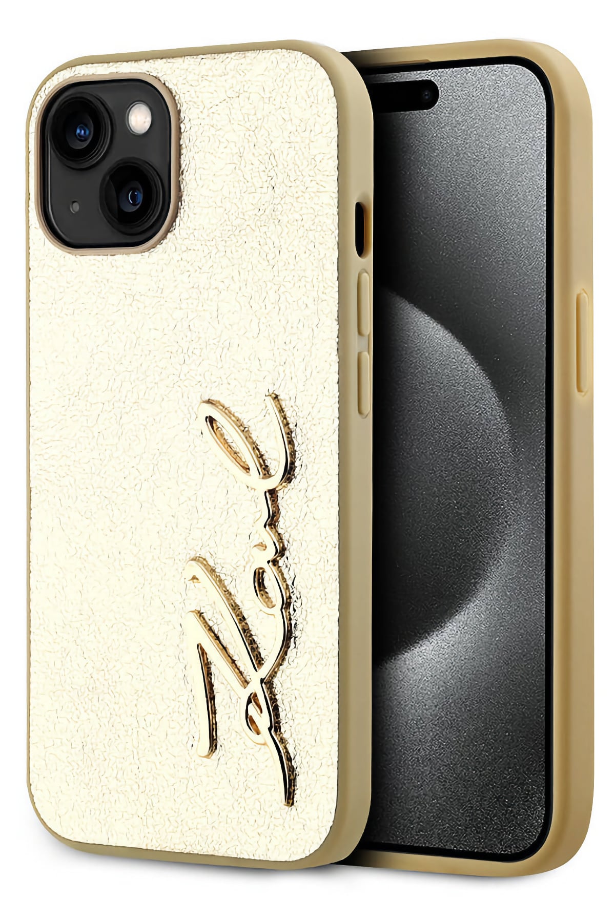 Karl Lagerfeld Rhinestones iPhone 15 Kılıf Gold  Karl Lagerfeld