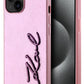 Karl Lagerfeld Rhinestones iPhone 15 Kılıf Pembe  Karl Lagerfeld