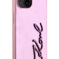 Karl Lagerfeld Rhinestones iPhone 15 Kılıf Pembe  Karl Lagerfeld