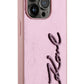 Karl Lagerfeld Rhinestones iPhone 14 Pro Max Kılıf Pembe  Karl Lagerfeld