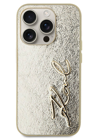 Karl Lagerfeld Rhinestones iPhone 15 Pro Kılıf Gold  Karl Lagerfeld