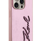 Karl Lagerfeld Rhinestones iPhone 15 Pro Kılıf Pembe  Karl Lagerfeld