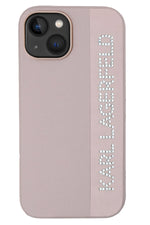 Karl Lagerfeld Saffiano Rhinestones iPhone 14 Kılıf Pembe  Karl Lagerfeld