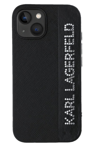 Karl Lagerfeld Saffiano Rhinestones iPhone 14 Kılıf Siyah  Karl Lagerfeld