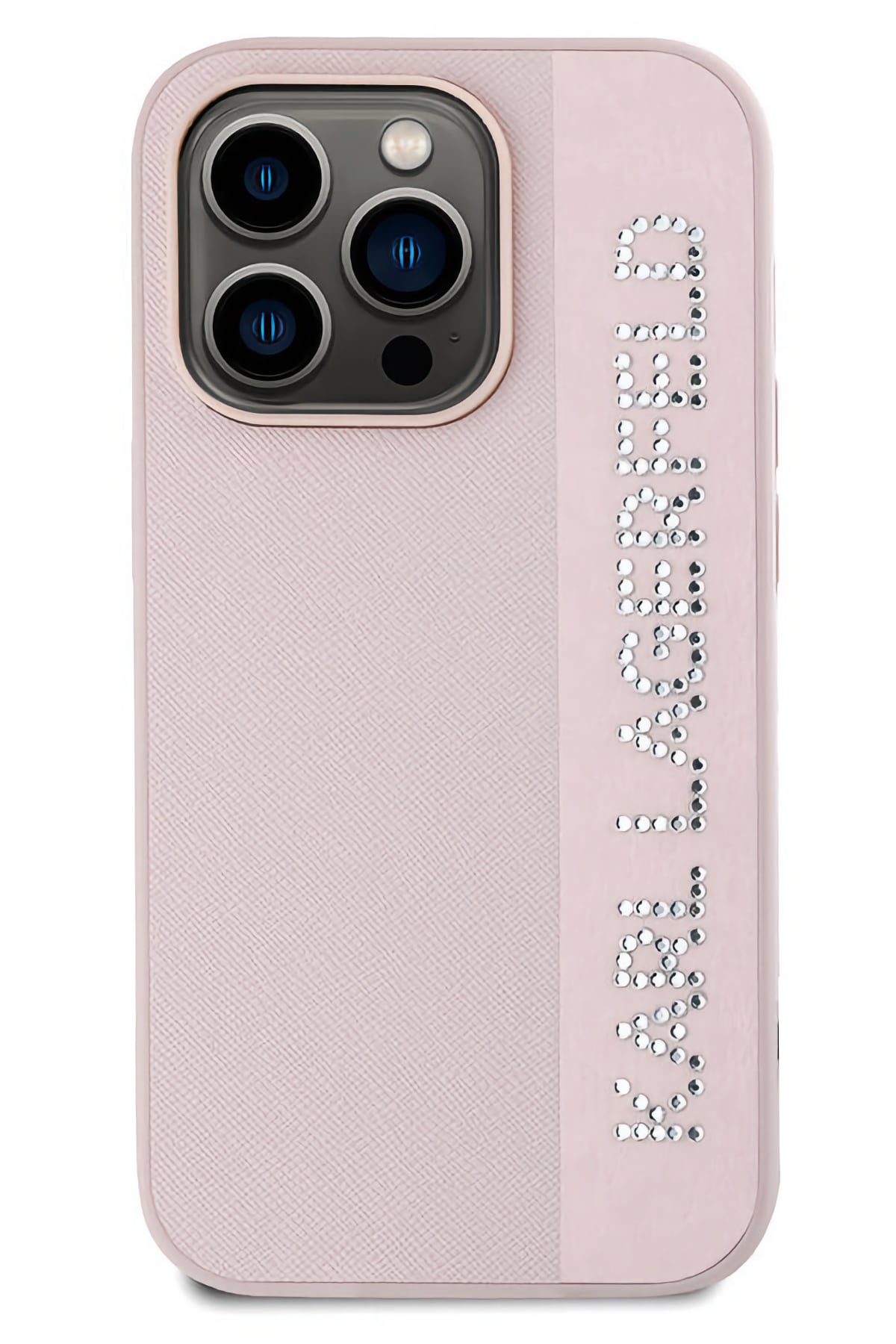 Karl Lagerfeld Saffiano Rhinestones iPhone 14 Pro Max Kılıf Pembe  Karl Lagerfeld