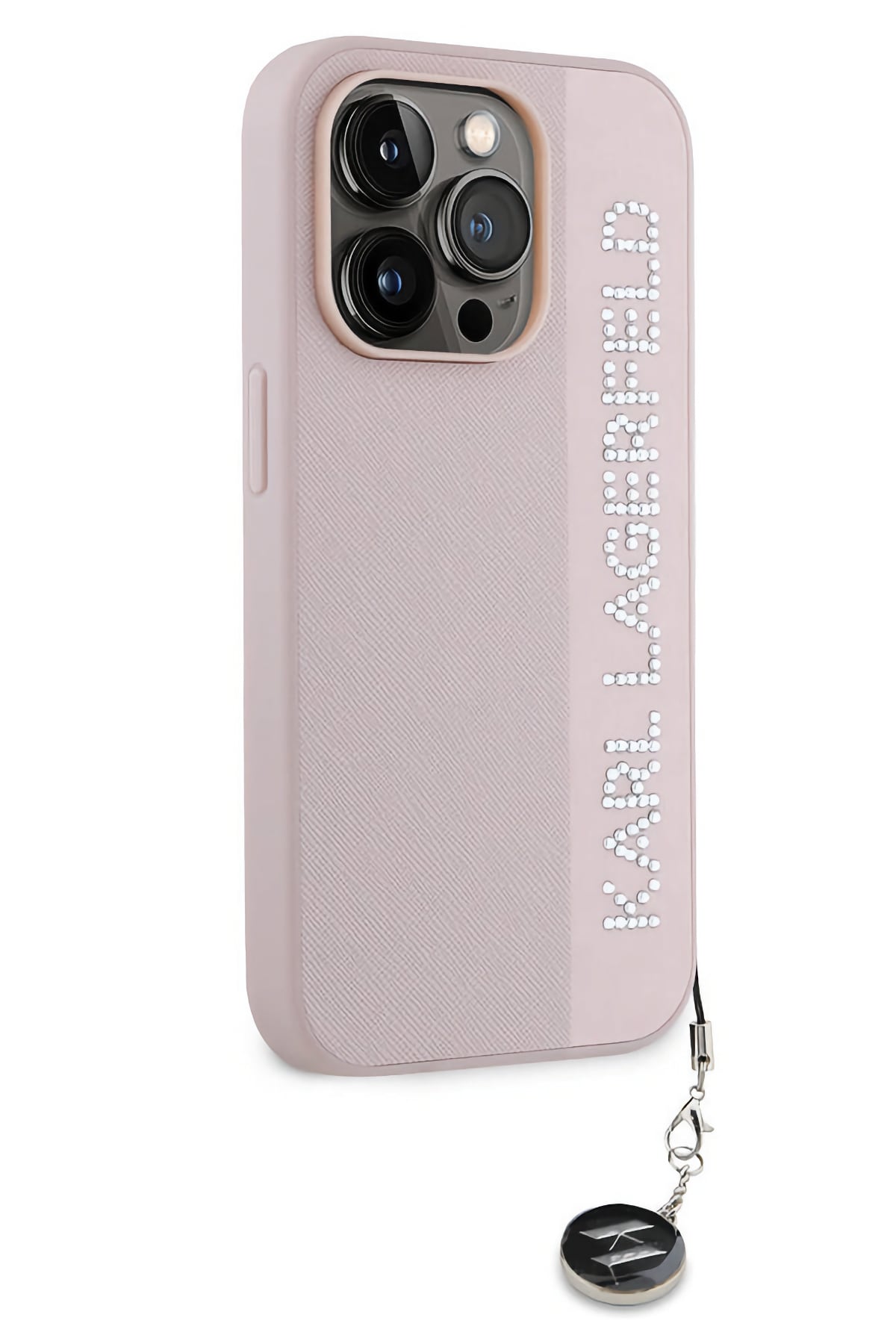 Karl Lagerfeld Saffiano Rhinestones iPhone 14 Pro Max Kılıf Pembe  Karl Lagerfeld