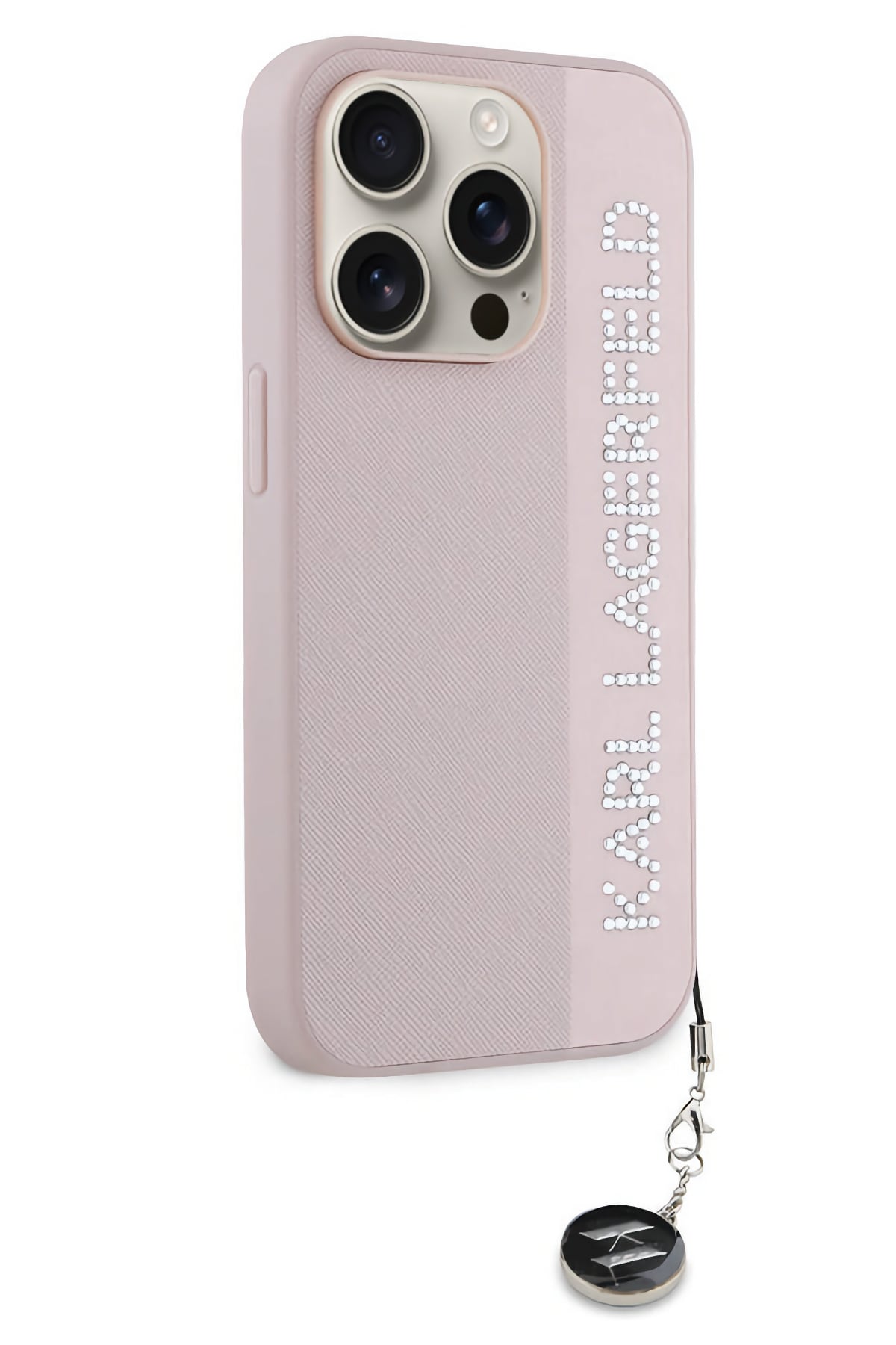 Karl Lagerfeld Saffiano Rhinestones iPhone 15 Pro Max Kılıf Pembe  Karl Lagerfeld