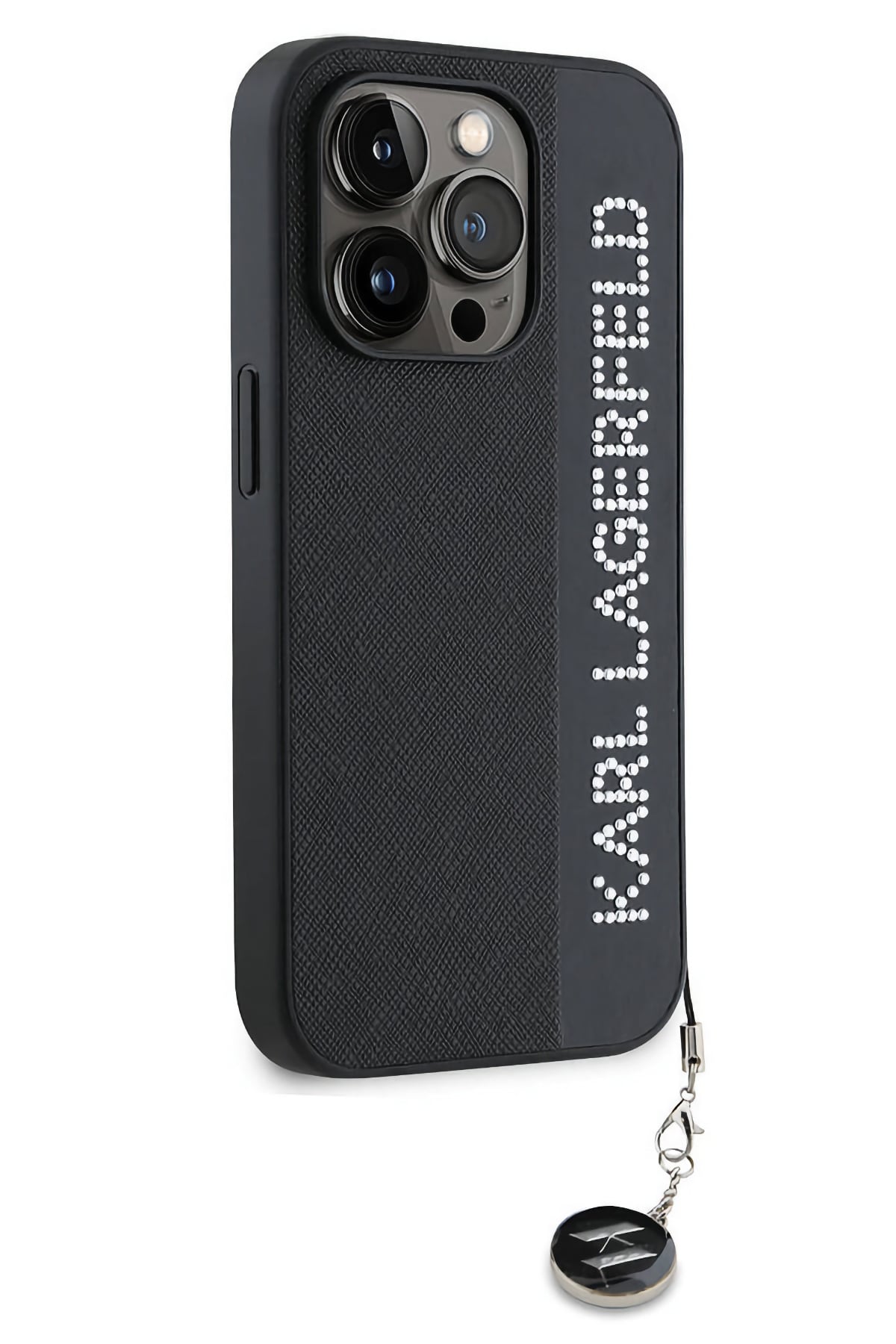 Karl Lagerfeld Saffiano Rhinestones iPhone 15 Pro Max Kılıf Siyah  Karl Lagerfeld