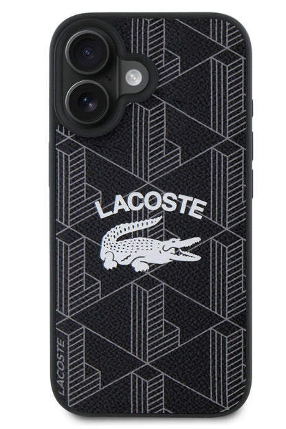 Lacoste Vintage iPhone 16 Magsafe Uyumlu Kılıf Siyah  Lacoste