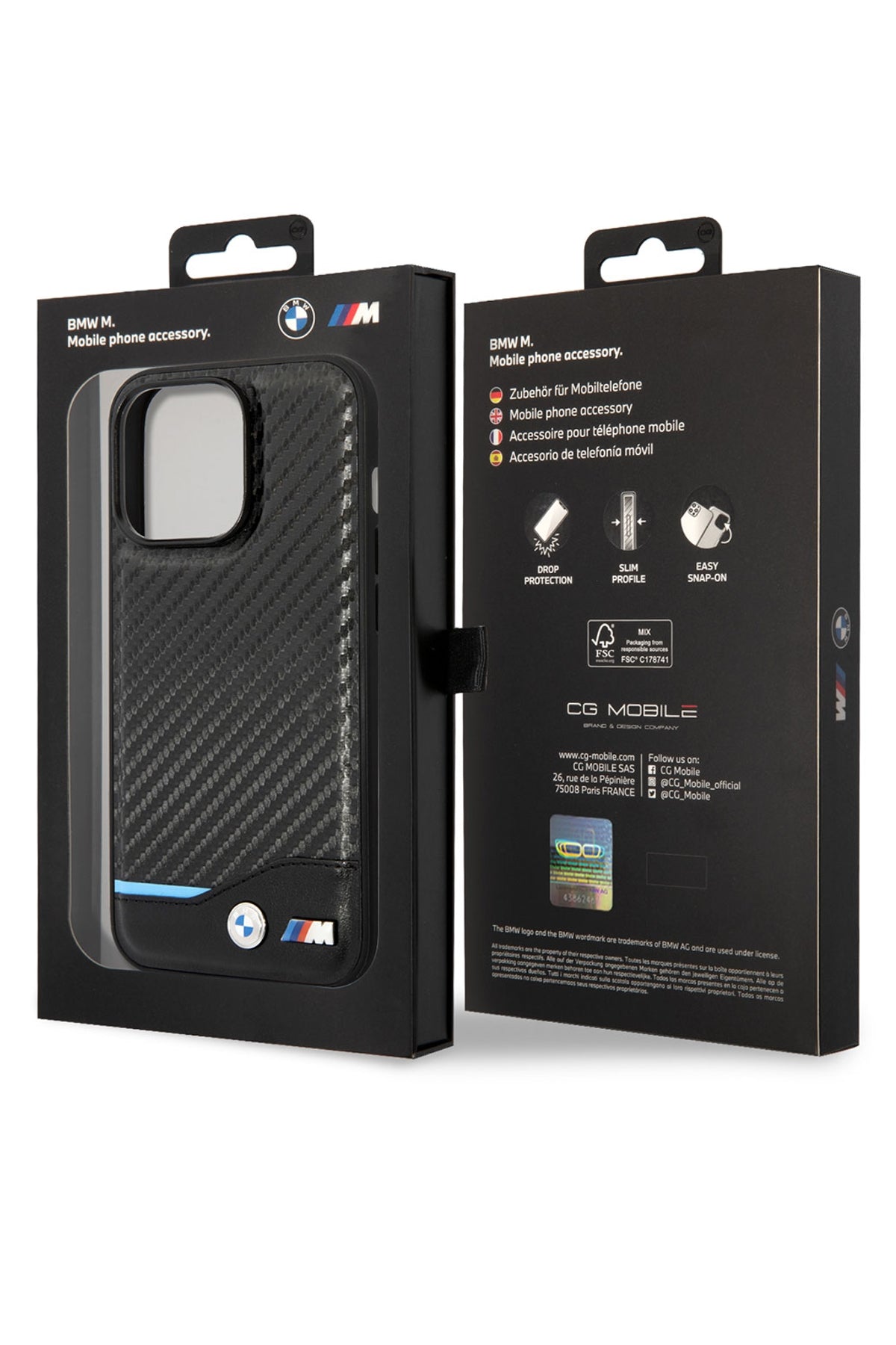 Apple iPhone 15 Pro Max Magsafe uyumlu BMW M Lisanslı Karbon Desenli Kılıf  BMW