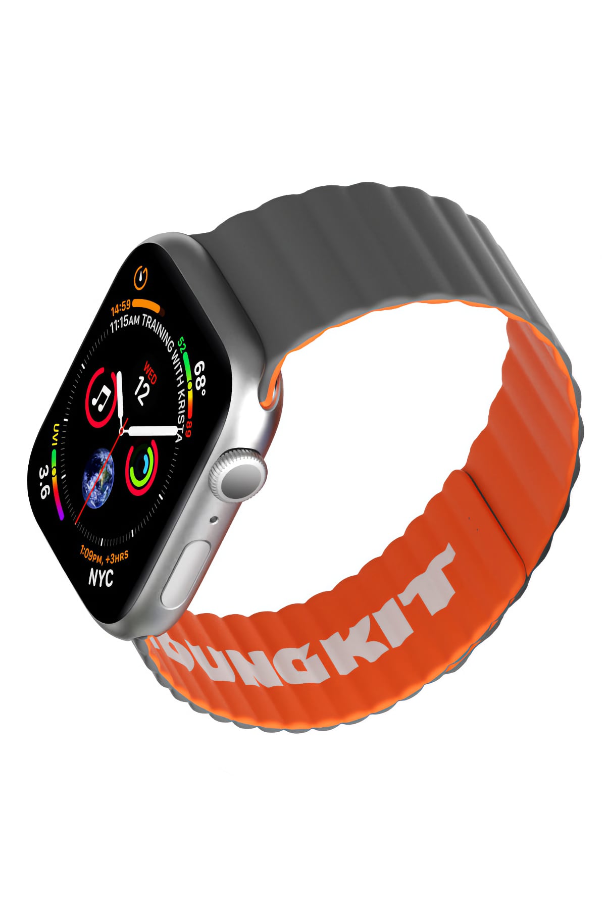 Youngkit Apple Watch Uyumlu Manyetik Mıknatıslı Minimalist Kordon Gri  Youngkit