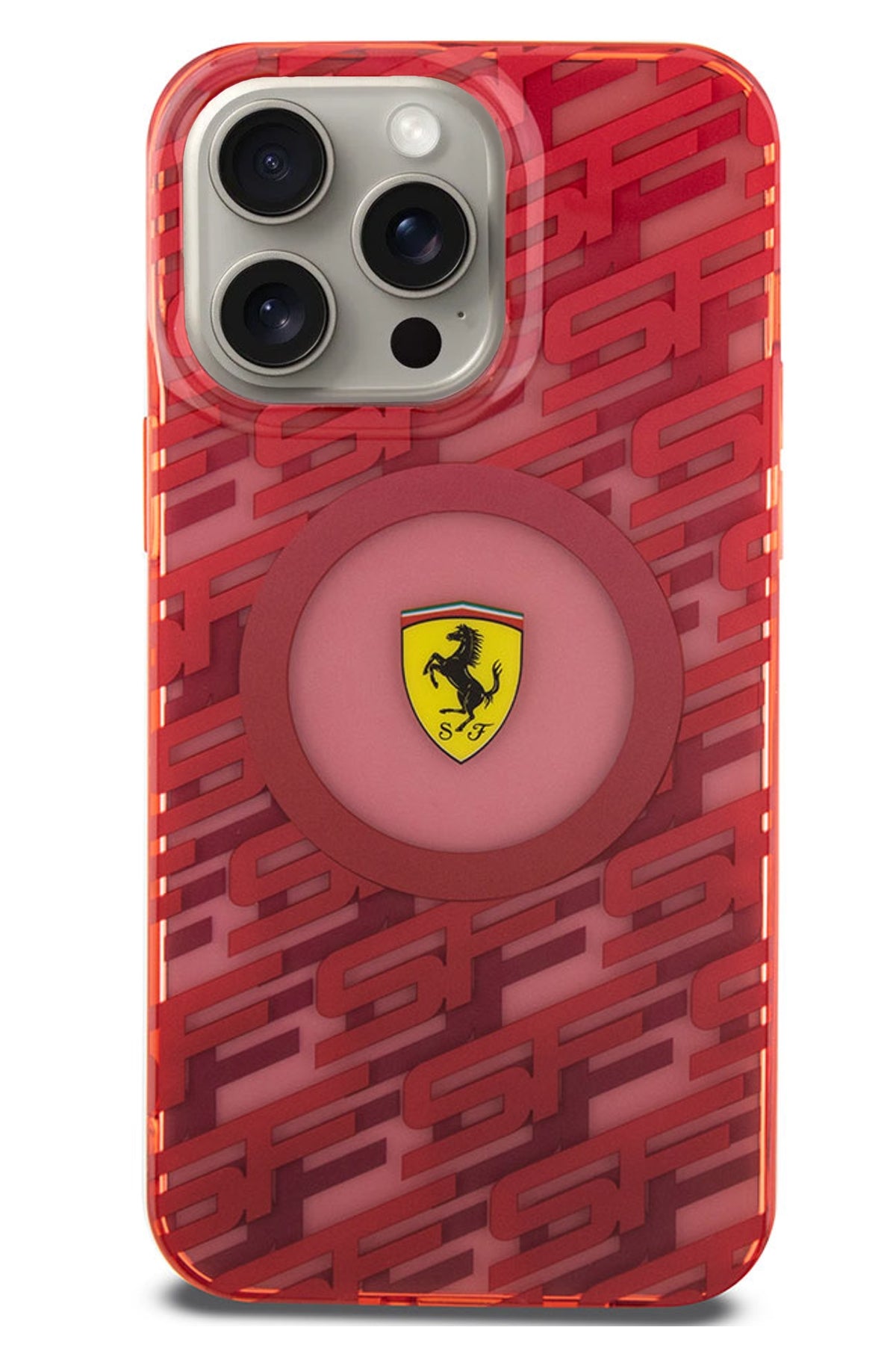 Ferrari iPhone 15 Pro Max Magsafe Uyumlu Multi SF Silikon Kılıf Kırmızı  Ferrari