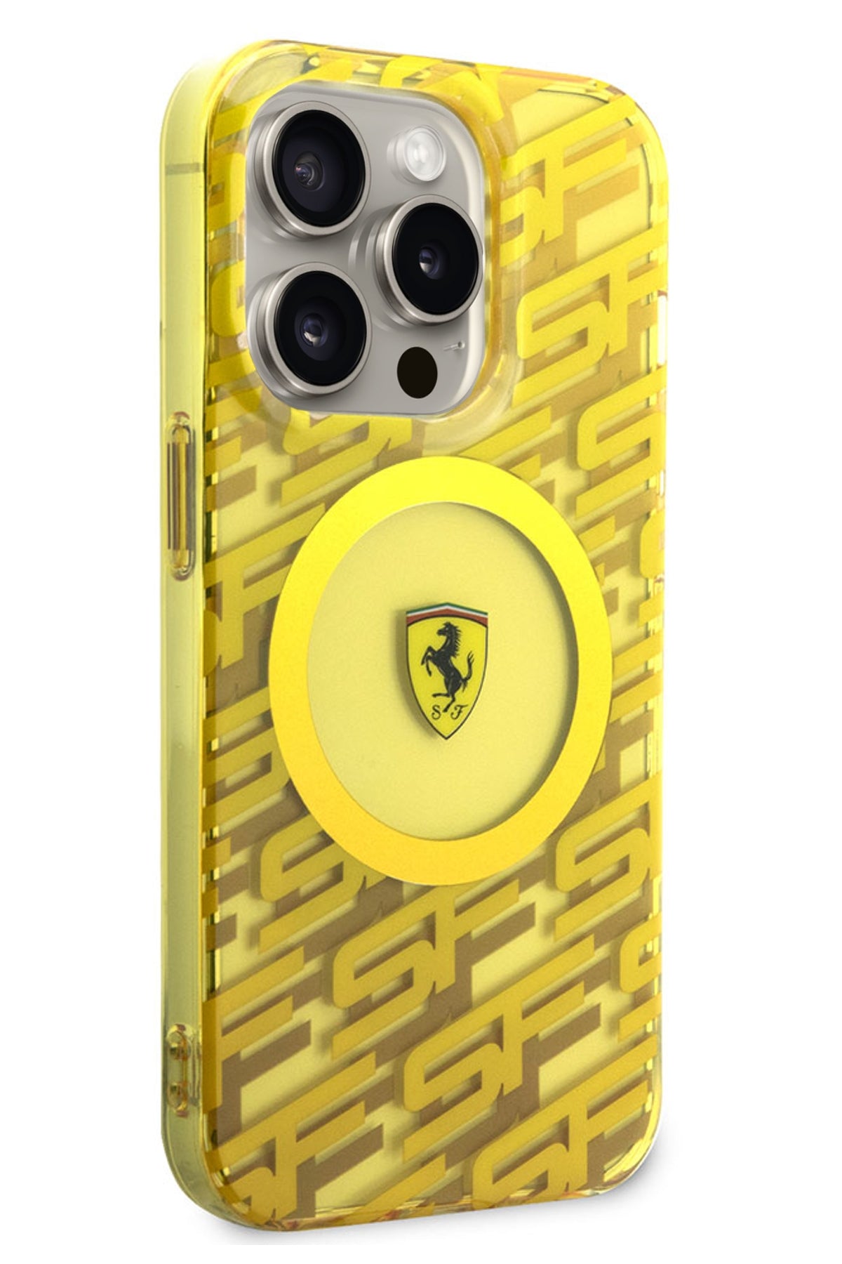 Ferrari iPhone 15 Pro Max Magsafe Uyumlu Multi SF Silikon Kılıf Sarı  Ferrari