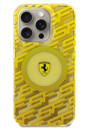 Ferrari iPhone 15 Pro Magsafe Uyumlu Multi SF Silikon Kılıf Sarı  Ferrari