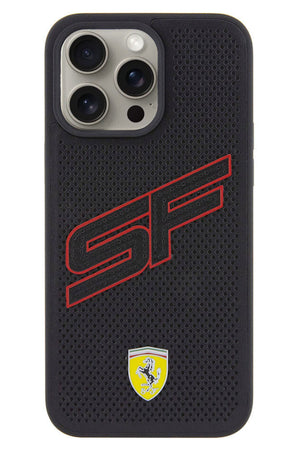 Ferrari iPhone 15 Pro Max Uyumlu PU Deri SF Kılıf Siyah  Ferrari