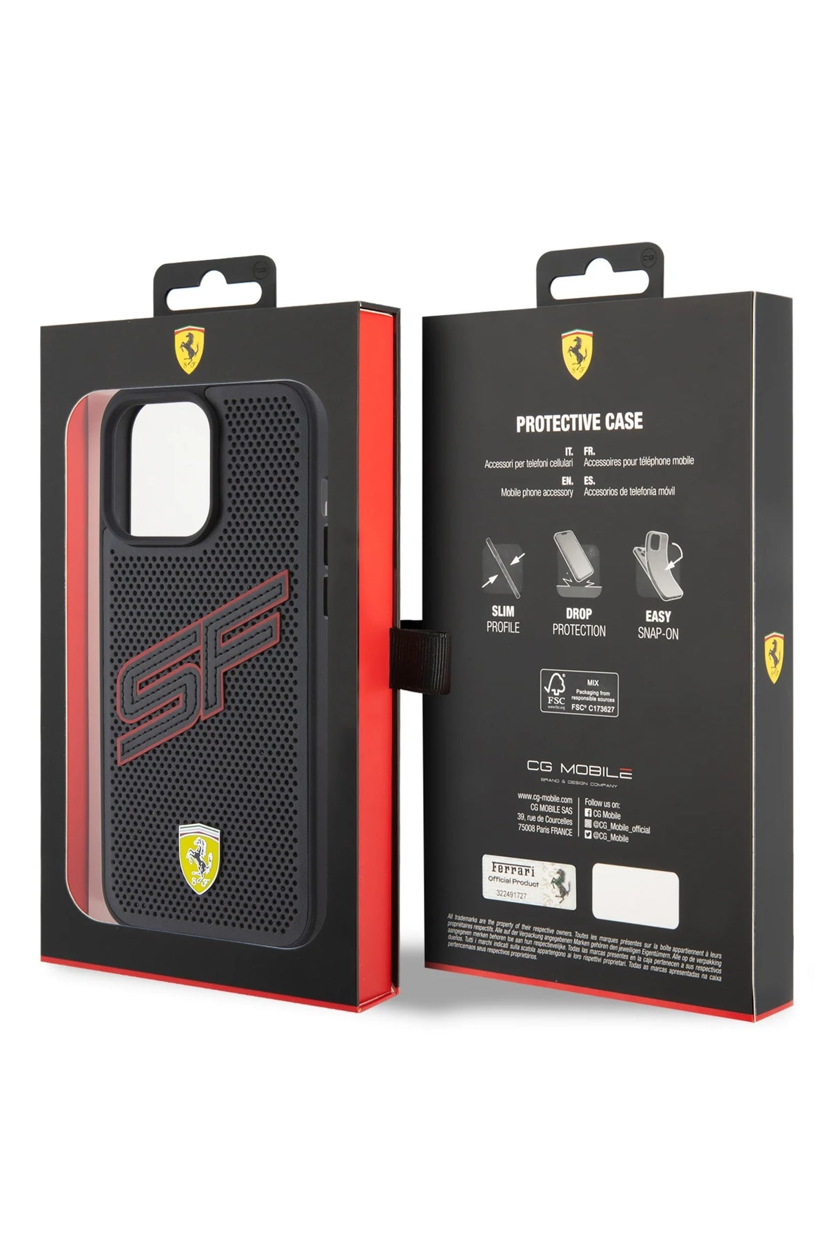 Ferrari iPhone 15 Pro Max Uyumlu PU Deri SF Kılıf Siyah  Ferrari