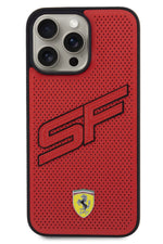 Ferrari iPhone 15 Pro Max Uyumlu PU Deri SF Kılıf Kırmızı  Ferrari