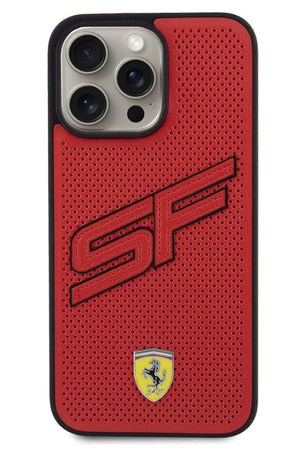 Ferrari iPhone 15 Pro Max Uyumlu PU Deri SF Kılıf Kırmızı  Ferrari