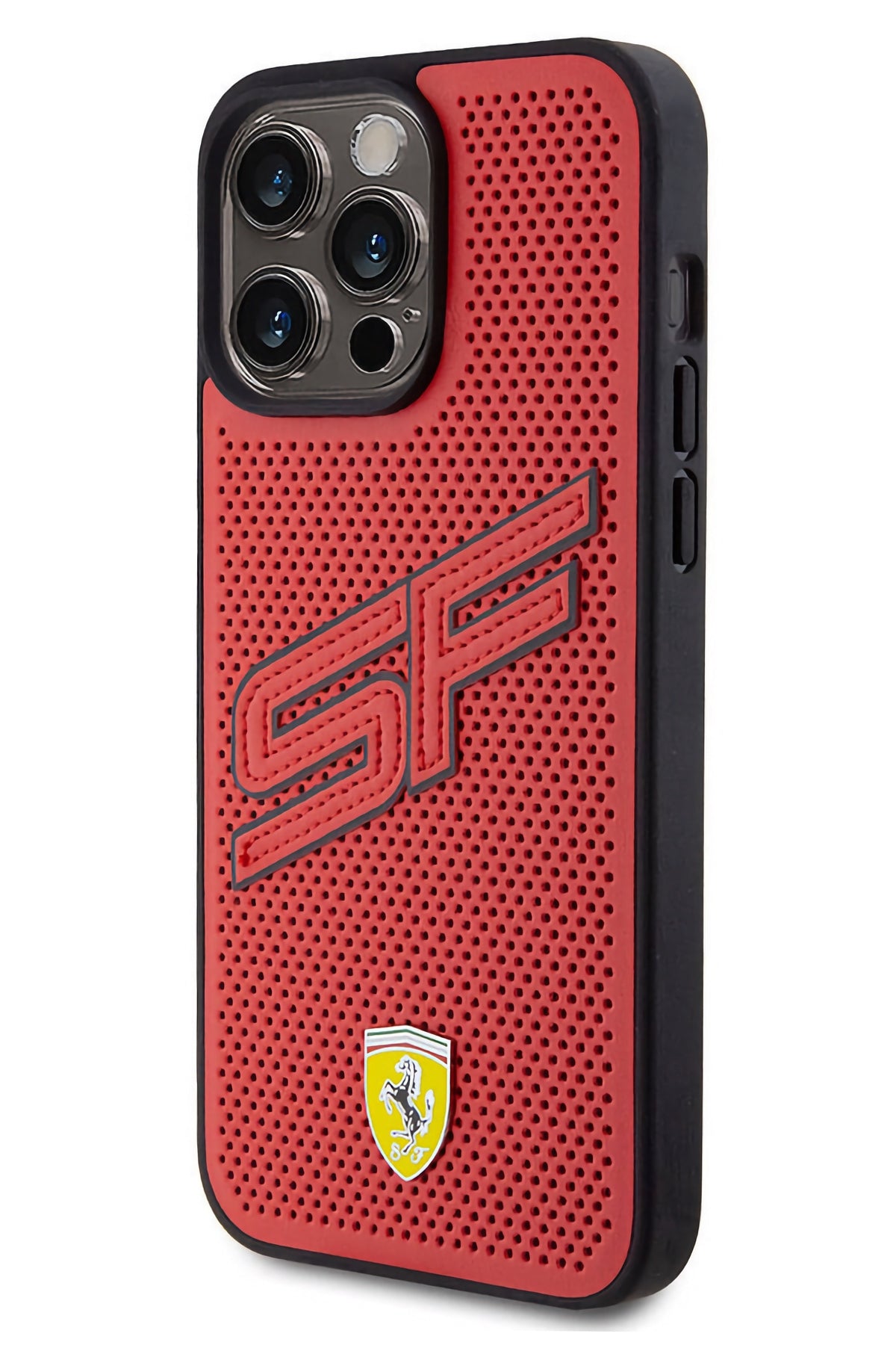 Ferrari iPhone 15 Pro Max Uyumlu PU Deri SF Kılıf Kırmızı  Ferrari