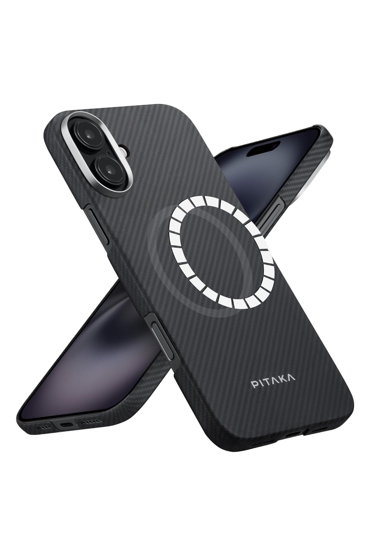 Pitaka Classic Ultra Slim iPhone 16 Plus MagSafe Uyumlu Aramid Fiber Kılıf Siyah  Pitaka