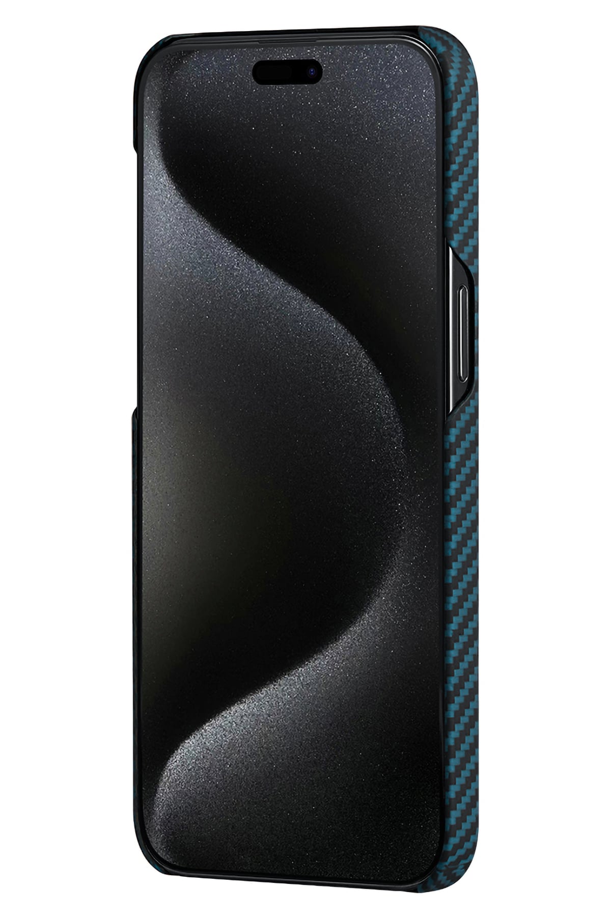 Pitaka Ultra Slim iPhone 15 Pro MagSafe Uyumlu Aramid Fiber Kılıf Black Blue Twill  Pitaka