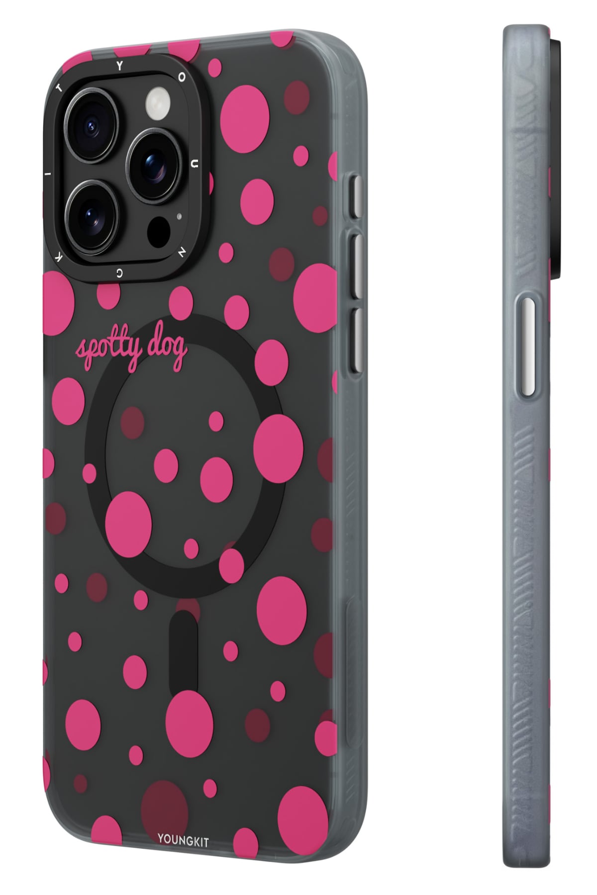 Youngkit Polka Dots iPhone 13 Pro Magsafe Uyumlu Kılıf Gri  Youngkit