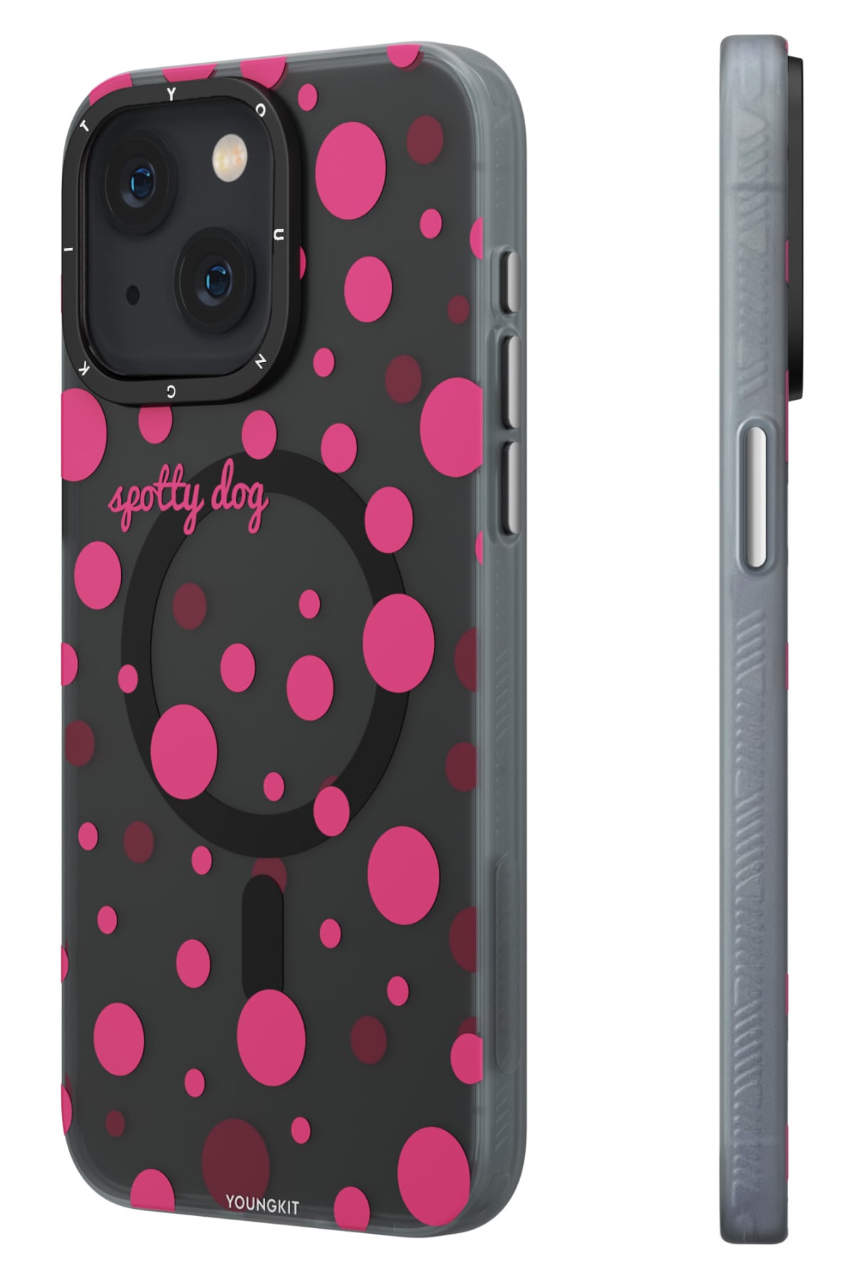 Youngkit Polka Dots iPhone 13 / 14 uyumlu Magsafe Kılıf Gri  Youngkit