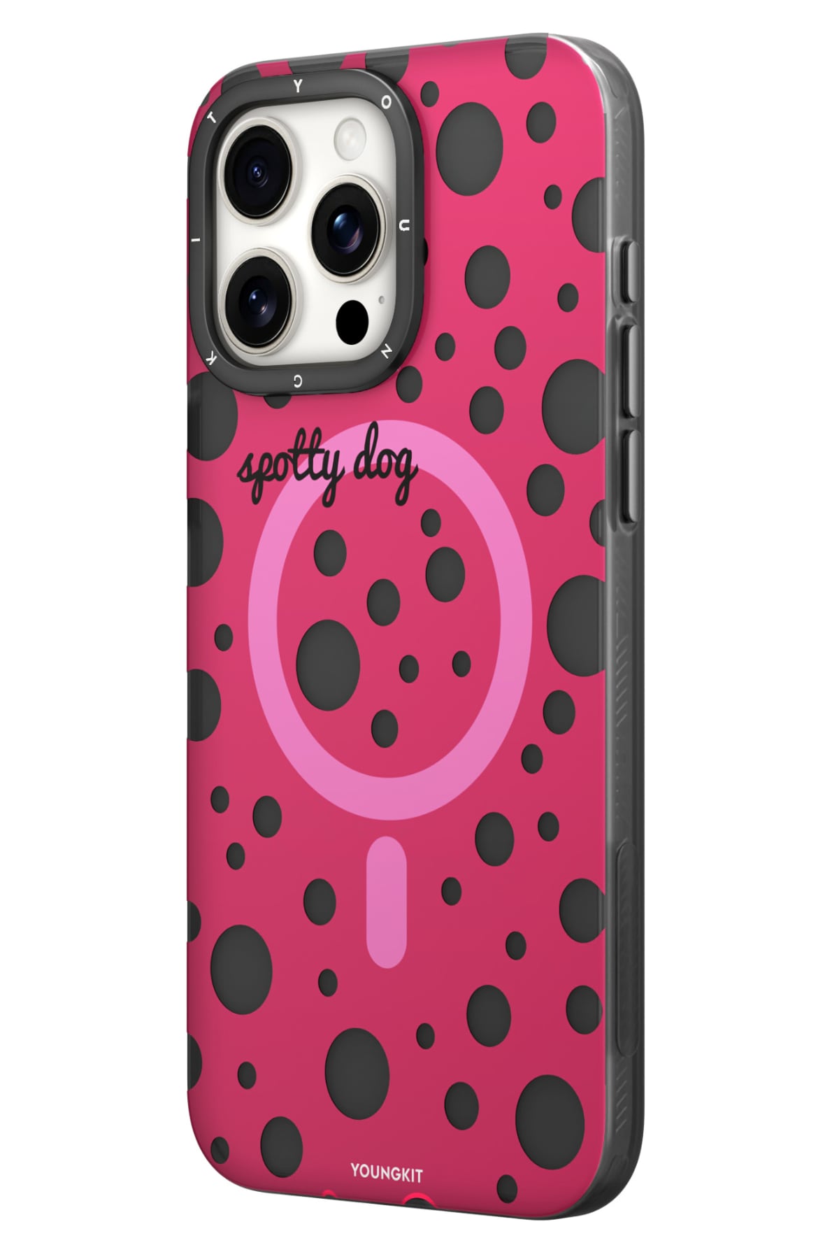 Youngkit Polka Dots iPhone 15 Pro Max Magsafe Uyumlu Kılıf Pembe  Youngkit