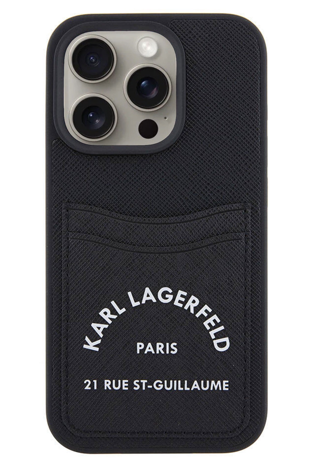 Karl Lagerfeld iPhone 15 Pro Uyumlu Saffiano Kartlıklı Kılıf Siyah  Karl Lagerfeld
