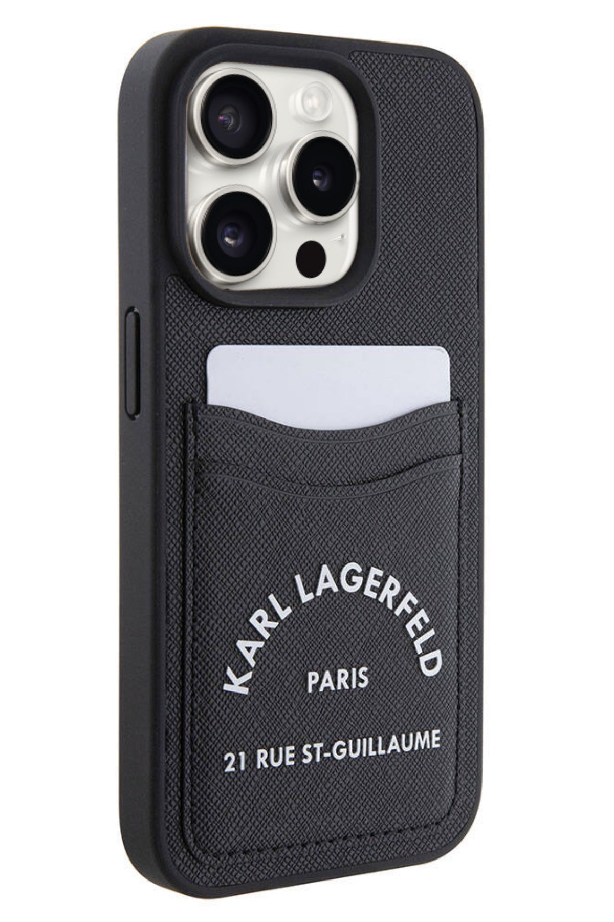 Karl Lagerfeld iPhone 15 Pro Uyumlu Saffiano Kartlıklı Kılıf Siyah  Karl Lagerfeld