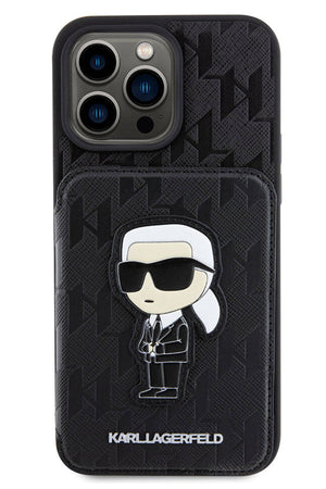 Karl Lagerfeld iPhone 15 Pro Uyumlu Saffiano Kartlıklı Standlı Kılıf Siyah  Karl Lagerfeld