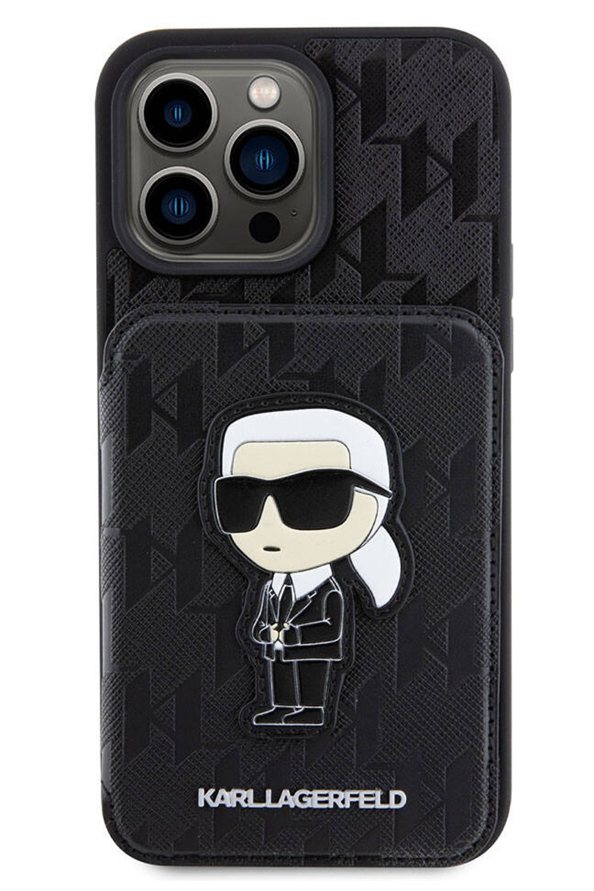 Karl Lagerfeld iPhone 15 Pro Max Uyumlu Saffiano Kartlıklı Standlı Kılıf Siyah  Karl Lagerfeld