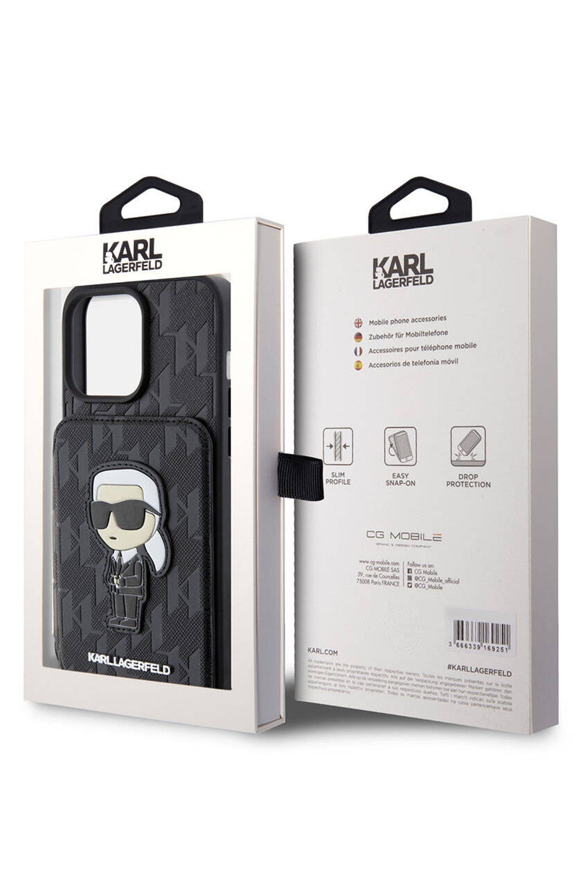 Karl Lagerfeld iPhone 15 Pro Max Uyumlu Saffiano Kartlıklı Standlı Kılıf Siyah  Karl Lagerfeld