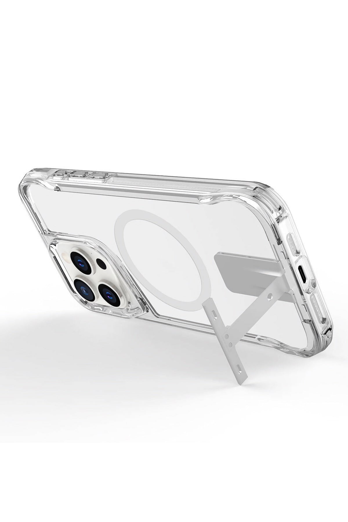 Benks Shield Apple iPhone 15 Pro Magsafe Uyumlu Gizli Standlı Şeffaf Kılıf  Benks