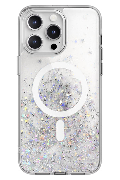 Switcheasy Starfield 3D Glitter Simli iPhone 15 Pro Magsafe Uyumlu Kılıf Şeffaf  Switcheasy