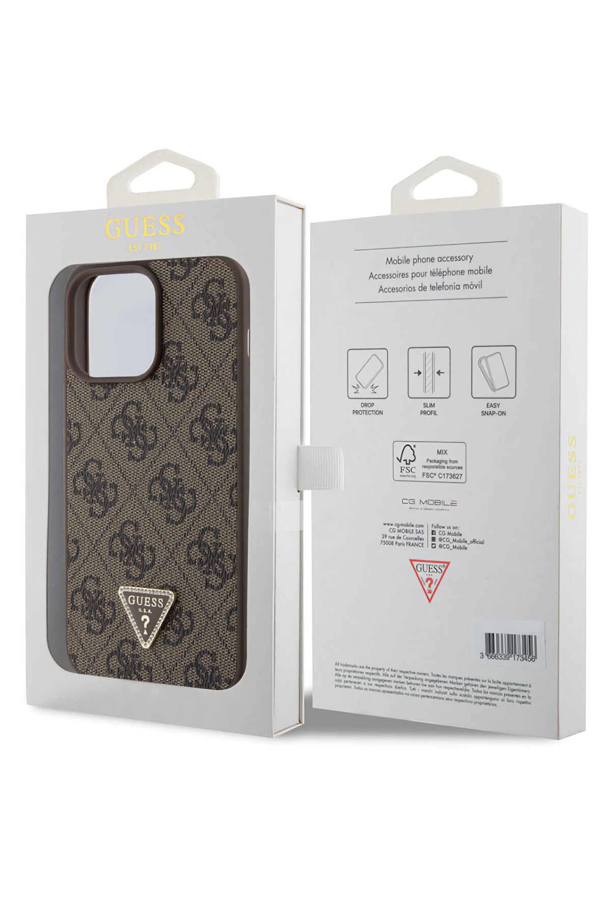 Guess iPhone 14 Pro Max Uyumlu 4G Desenli Strass Kılıf Kahverengi  Guess