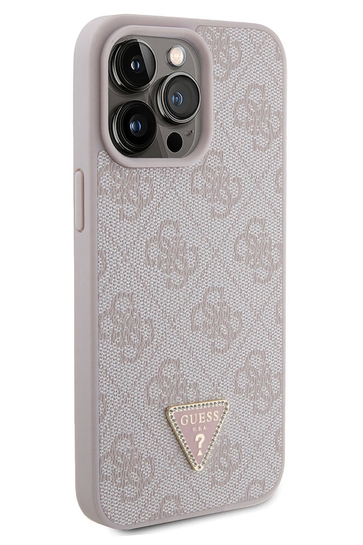 Guess iPhone 14 Pro Max Uyumlu 4G Desenli Strass Kılıf Pembe  Guess