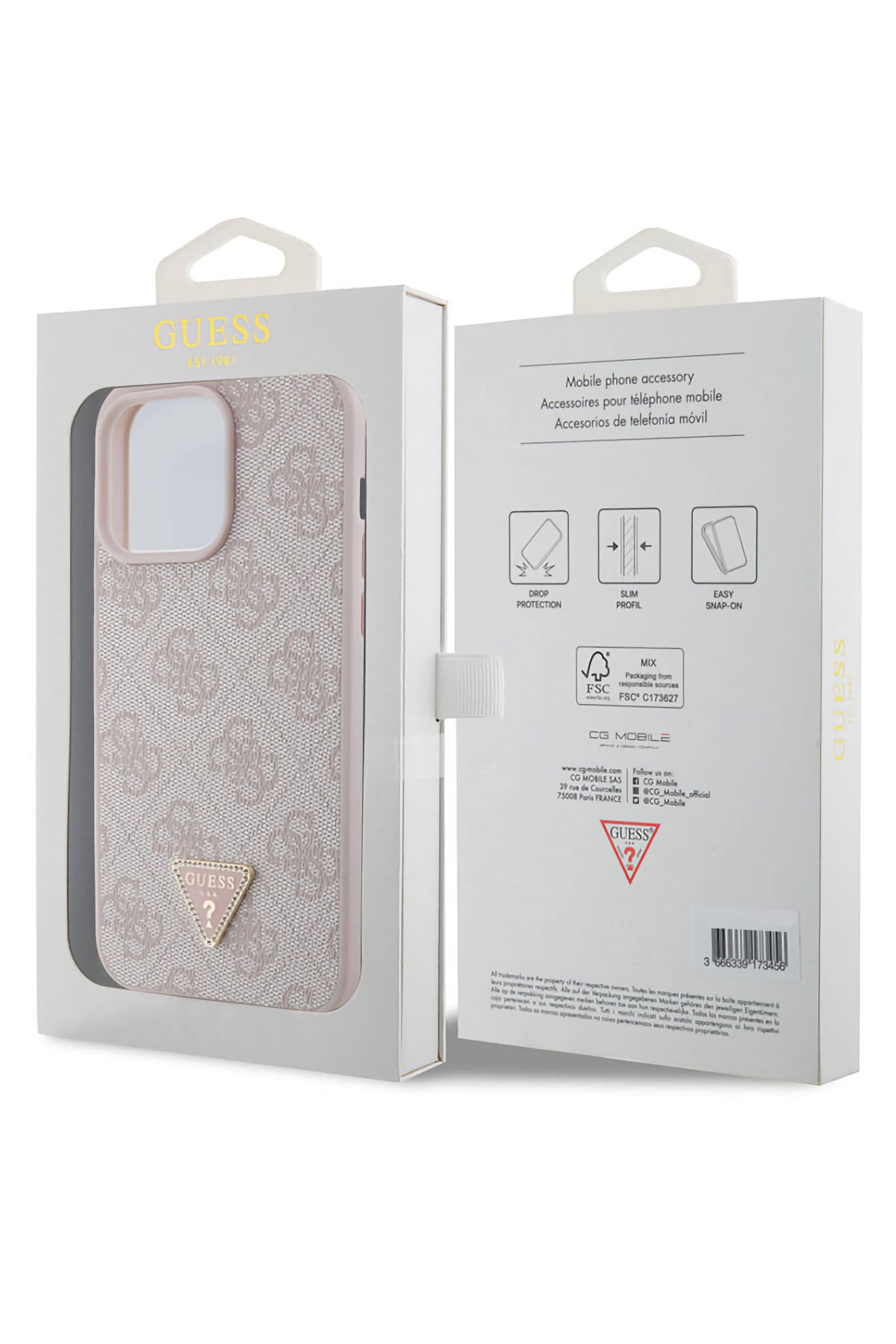 Guess iPhone 14 Pro Max Uyumlu 4G Desenli Strass Kılıf Pembe  Guess