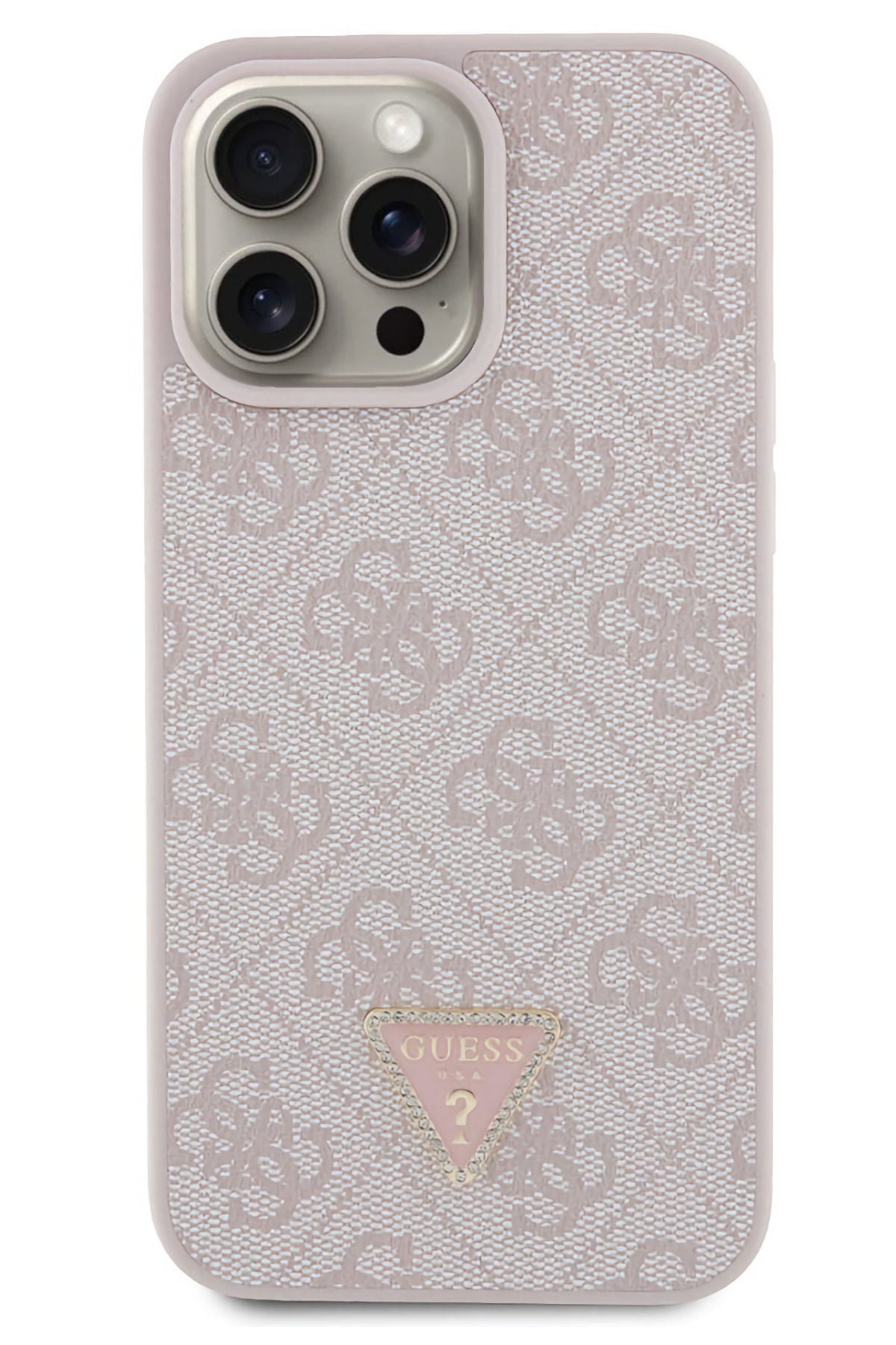 Guess iPhone 15 Pro Max Uyumlu 4G Desenli Strass Kılıf Pembe  Guess